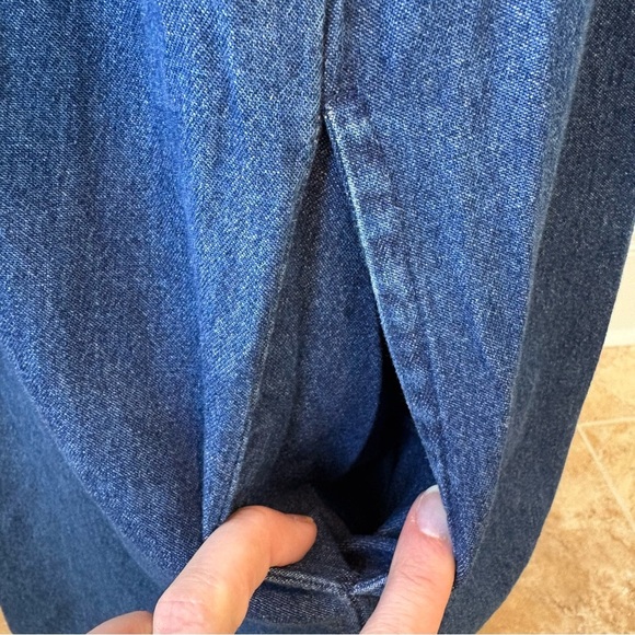 Vintage Denim Embroidered Grandmacore Hummingbird Maxi Dress Sz M - Picture 5 of 16